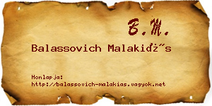 Balassovich Malakiás névjegykártya